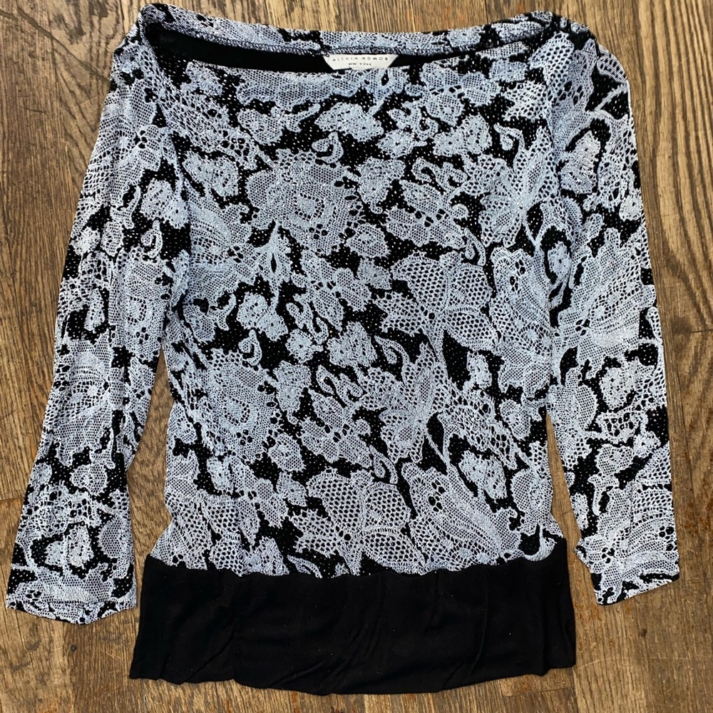 Women’s Alexia Admor / Sparkly Textured Top /Black Stretch / Size M